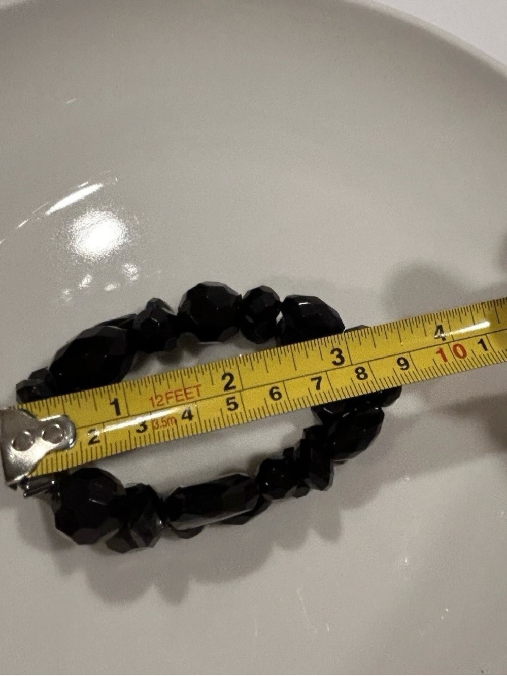 Lia Sophia Front Row Black Large Bead w Crystal Stretch Bracelet Wedding Office - Picture 7 of 8
